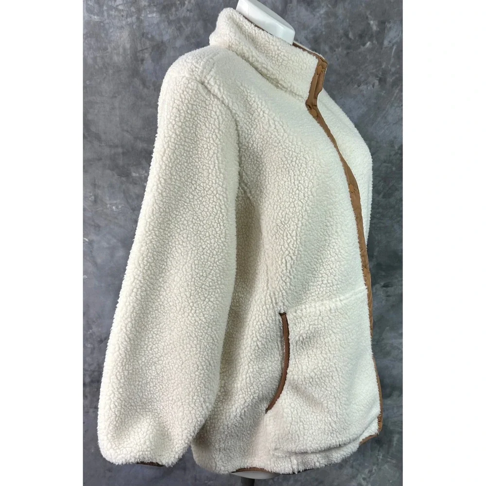 Lands End Women's Off White Heavy Fleece Full Zip Jacket sz 3X (15598) - Picture 5 of 10